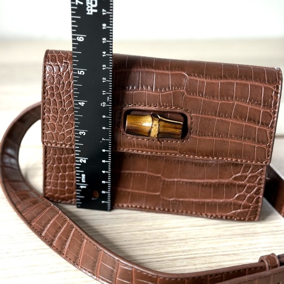 Fawn design Brown Croc-Embossed Belt Bag fall bohemian - Picture 5 of 12